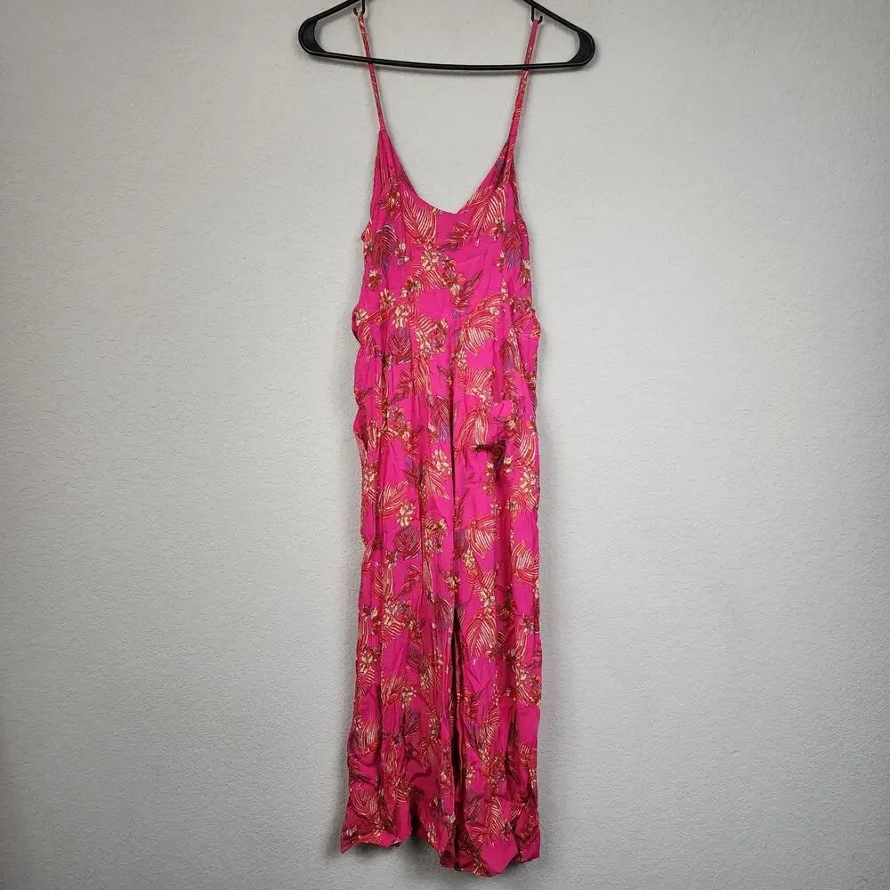 Free People Size 2 Hot Pink Tropical Floral Jumpsuit